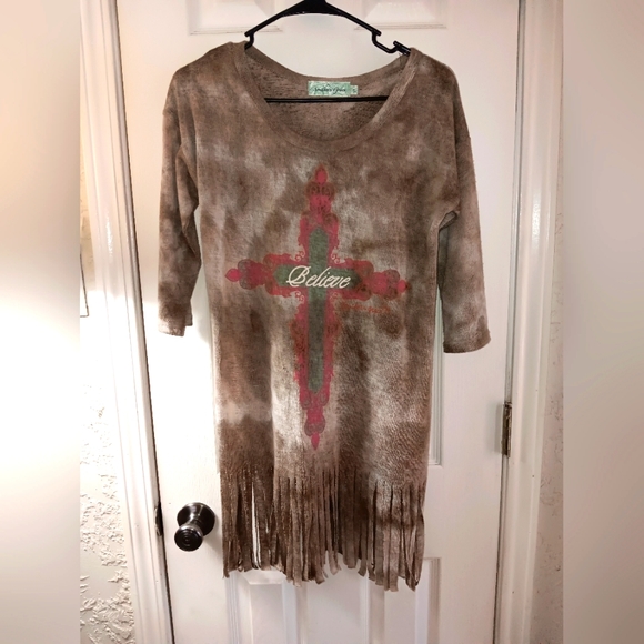 SOUTHERN GRACE ladies short dress with fringe. Size Small - Picture 1 of 5